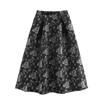 Весна 2025 Женская юбка миди в европейском и американском стиле, жаккардовая L