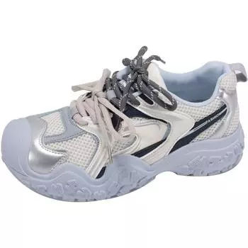 Весна 2025 женские новые кожаные повседневные туфли для улицы женские на платформе увеличивающие рост уродливо-милые туфли альпинистские походные спортивные туфли 35 синий