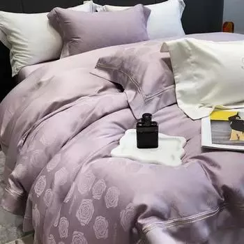 Весна и лето 100 австрийский жаккардовый комплект из четырех частей прохладного шелковистого пододеяльника Leanzing Lincel Lcell 1.5m four-piece set серебряный