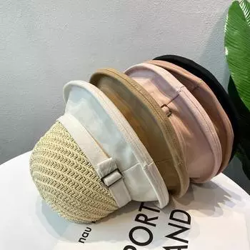 Весна и лето 2021 года, новая вязаная шапка из хлопчатобумажной пряжи, простая шляпа от солнца, полая дышащая пляжная шляпа, перевернутая купольная шляпа розовый