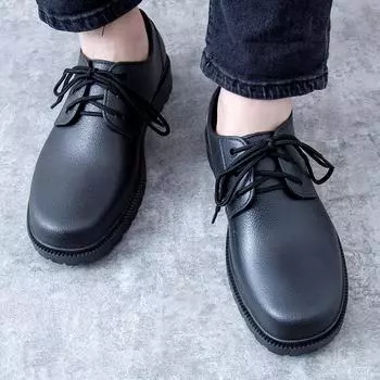 Весна и лето 2024 года, новые низкие туфли на толстой подошве из искусственной кожи, британские эластичные черные ботинки Martin, водонепроницаемая обувь 40 чёрный
