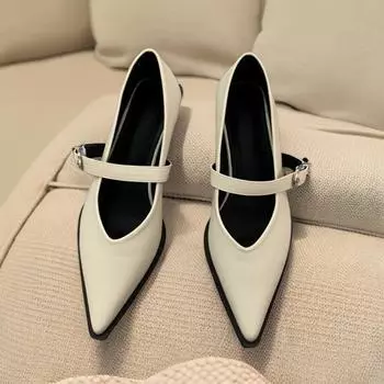 Весна и лето 2024 Модные французские остроносые туфли для женщин Новые туфли из списка темперамента 35
