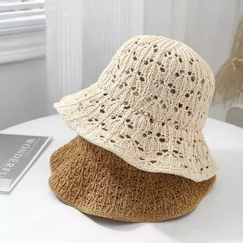 Весна и лето 2025 года, классическая простая шляпа-ведро, шляпа для мытья посуды, полая дышащая шляпа от солнца, шляпа-ведро, пляжная шляпа M56-58cm чёрный