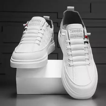 Весна и лето 2025 года, новые белые туфли на толстой подошве, мужская корейская версия, модная дышащая молодежная спортивная обувь, повседневная прямая трансляция, кабан 39