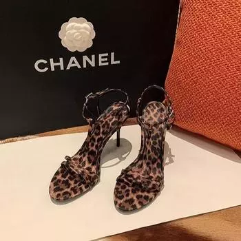 Весна и лето 2025 года, новые босоножки с открытым носком и пряжкой, леопардовый принт, высокие каблуки, женские, тонкий каблук, очень высокий каблук, сексуальный, 10 см 35 леопардовый