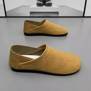 Весна и лето 2025 года, новые туфли для вождения с мягкой подошвой и мягкими бортами, мужская обувь, дышащие мокасины с одной педалью, универсальные туфли для рыбалки на верблюдах 39 коричневый