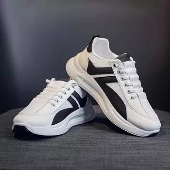 Весна и лето 2025 новые повседневные универсальные женские туфли модные дышащие спортивные туфли на платформе легкие уличные беговые женские туфли 36 черный белый