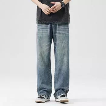 Весна и Лето Американские Свободные Прямые Уличные Брюки Джинсы Ретро Мужские 28
