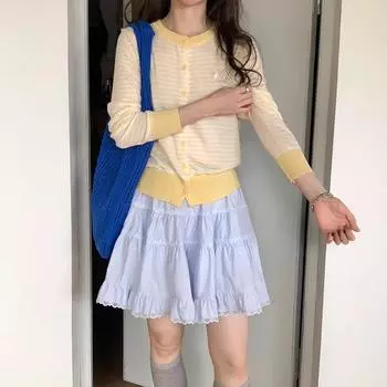 Весна и лето Дизайн Sense Высокая талия A Word Тонкая короткая юбка Повседневная универсальная белая юбка для женщин S белый