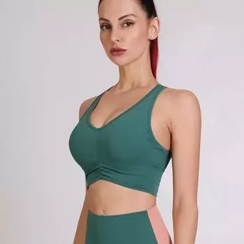 Весна и лето, европейская и американская мода, новые складки, спортивные эссе, женское парчовое обнаженное нижнее белье для йоги S синий