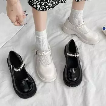 Весна и лето круглый носок квадратный каблук повседневные вечерние туфли на высоком каблуке новые модные элегантные женские туфли с жемчугом украшенные Zapatos Mujer 35