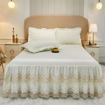 Весна и лето, кружевная юбка-кровать, одинарный кружевной матрас принцессы с начесом, нескользящий защитный чехол, покрывало, подарок 180*200cm 3pcs