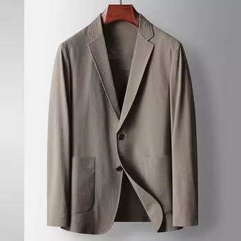 Весна и лето Легкий роскошный деловой тонкий эластичный однотонный пиджак из не требующего глажки шелка 170 хаки