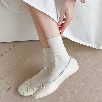 Весна и лето Мягкие однотонные гофрированные плоские носки Macron среднего размера в студенческом стиле, универсальные складные носки для детей One Size