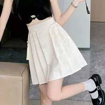 Весна и лето Национальный ветер Новая юбка больших размеров Китайская плиссированная юбка с эластичной талией Высокая талия жаккардовая модная тонкая юбка M бежевый