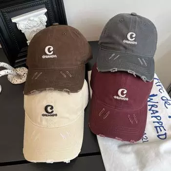 Весна и лето, новая бейсболка в стиле ретро с вышитыми буквами, унисекс, повседневная, универсальная, солнцезащитная, с мягким верхом M56-58cm чёрный