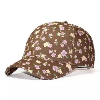 Весна и Лето Новая Кепка с Принтом Женская Корейская Версия Модная Универсальная Цветочная Бейсболка Уличная Шляпа от Солнца M 56-58cm коричневый