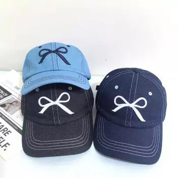 Весна и лето, новая сломанная стираная бейсболка с вышитым бантом, популярная мужская и женская кепка с персонализированной вышивкой букв M56-58cm чёрный