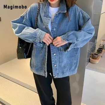 Весна и лето, новая женская джинсовая куртка большого размера, весенняя свободная универсальная куртка 2023 года, топы ins tide