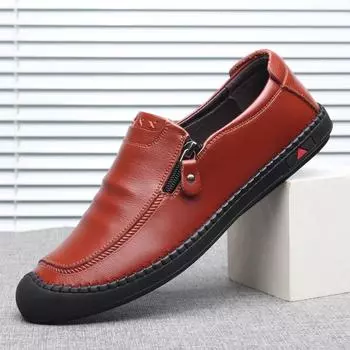 Весна и лето, новейшая повседневная мужская обувь, туфли без шнуровки, мужская кожаная обувь с круглым носком, обувь ручной работы, мужские лоферы