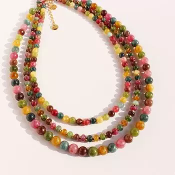 Весна и лето Новое нишевое ретро цветное натуральное драгоценное турмалиновое ожерелье ручной работы женский браслет из бисера 80