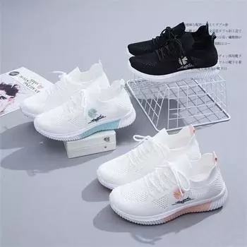 Весна и лето Новые белые туфли женские повседневные спортивные туфли дышащие кроссовки для бега и учебы 36 чёрный
