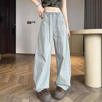 Весна и лето Новые быстросохнущие американские широкие брюки S белый