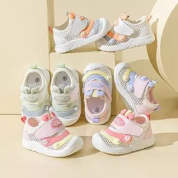 Весна и лето Новые детские туфли для малышей Нескользящие детские туфли с мягкой подошвой Дышащие сетчатые туфли для девочек Детская обувь 16