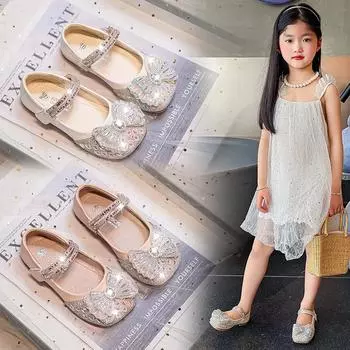 Весна и лето Новые корейские туфли для девочек с мягкой подошвой и стразами Туфли в западном стиле со стразами 23 розовый