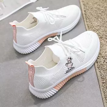 Весна и лето Новые модные женские туфли дышащие кроссовки женские спортивные туфли сетчатые весенние универсальные повседневные сетчатые туфли белые туфли 35 чёрный