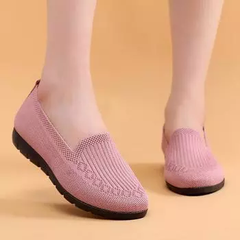 Весна и лето новые модные женские туфли с одной педалью сетчатые повседневные туфли летающие плетеные низкие туфли с неглубоким горлом для мам корейская версия 35 чёрный