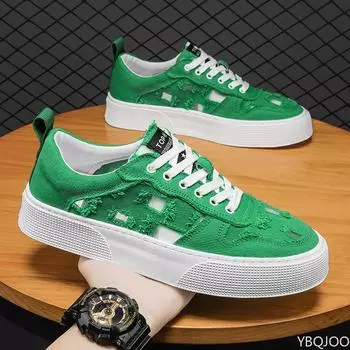 Весна и лето Новые мужские модные парусиновые повседневные туфли Спортивная обувь Дышащая мягкая подошва Удобная мужская обувь 39