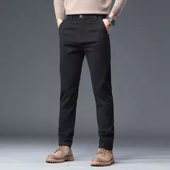 Весна и Лето Новые Мужские Повседневные Брюки Однотонные Деловые Прямые Приталенные Модные Брюки с Индивидуальностью Мужские 28