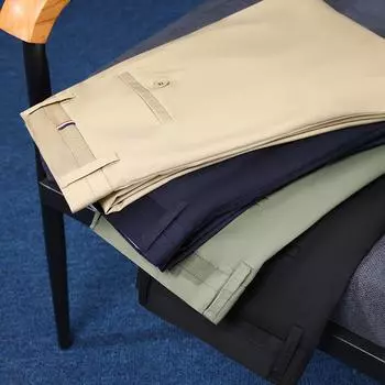 Весна и лето Новые мужские прямые брюки для костюма, повседневные деловые брюки, свободные брюки 28 чёрный