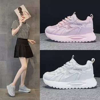 Весна и лето Новые настоящие кожаные туфли на платформе, износостойкие, увеличивающие рост, стельки для спорта и отдыха 34 бежевый