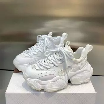 Весна и лето Новые одинарные сетчатые дышащие универсальные повседневные туфли на платформе с всасыванием на темном фоне для папы, женские 35