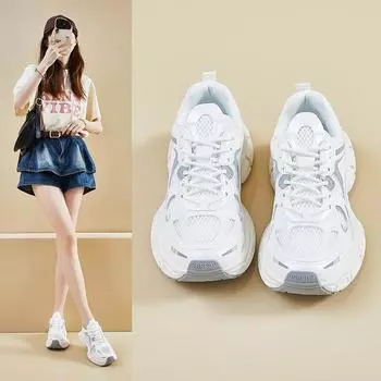 Весна и лето Новые папины туфли для бега для студентов Дышащая повседневная обувь на платформе Удобные универсальные женские кроссовки 35 золотой