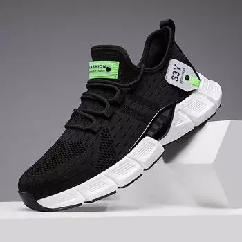 Весна и лето новые пары кроссовок легкие спортивные туфли мужские дышащие сетчатые белые туфли повседневные мягкие подошвы молодежные модные туфли 36 чёрный