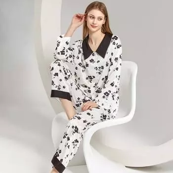 Весна и лето Новые пижамы из ледяного шелка для женщин Летние пижамы из ледяного шелка для комнаты с кондиционером Простые прохладные летние пижамы L