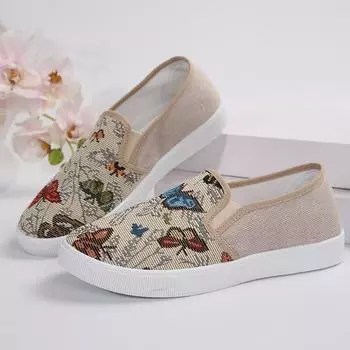Весна и лето Новые популярные женские парусиновые туфли модные универсальные повседневные туфли на платформе с одной педалью в китайском стиле для женщин 36 хаки