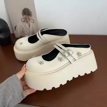 Весна и лето новые ретро тапочки на платформе с дизайном в виде бабочки в стиле феи капибара в полусумке на голове туфли прилив 34 чёрный