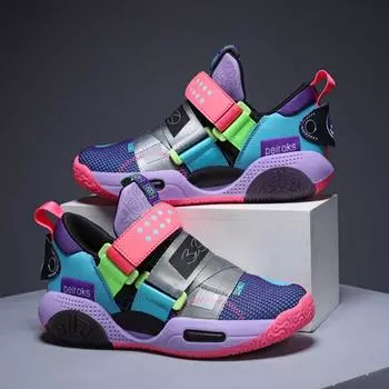 Весна и лето Новые сетчатые дышащие удобные износостойкие кроссовки для баскетбола с мягкой подошвой для мальчиков и девочек 31