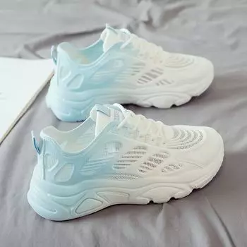 Весна и лето Новые сетчатые женские универсальные дышащие спортивные повседневные белые туфли Весна и осень Мягкая подошва 35 розовый