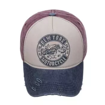 Весна и лето новые стираные контрастные цвета напечатанные круглые этикетки мотоциклетная бейсболка кепка кепка солнцезащитная шляпа солнцезащитная шляпа Adjustable чёрный