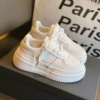 Весна и лето Новые студенческие универсальные бисквитные легкие повседневные спортивные кроссовки для сноуборда 35 белый