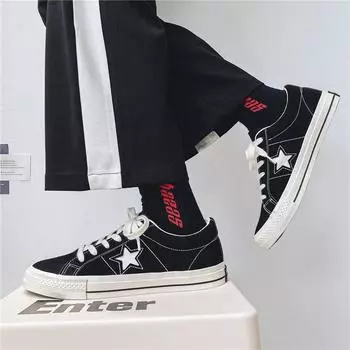 Весна и лето Новые универсальные кроссовки Star Shoes Модная мужская повседневная обувь 35 чёрный