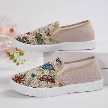 Весна и лето Новые женские парусиновые туфли Модные универсальные повседневные туфли на платформе с одной педалью в китайском стиле для женщин 36 хаки