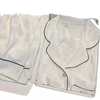 Весна и лето Новые женские пижамы из ледяного шелка, домашняя одежда, женский костюм с длинными рукавами, простая имитация шелка, чувство домашней одежды для пожилых людей M