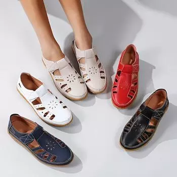 Весна и лето Новые женские пляжные сандалии Модные плоские сандалии с выемками 35 чёрный