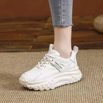 Весна и лето новые женские туфли повышенная мода повседневная обувь сетчатые дышащие туфли для папы женская платформа мода удобная повседневная 40